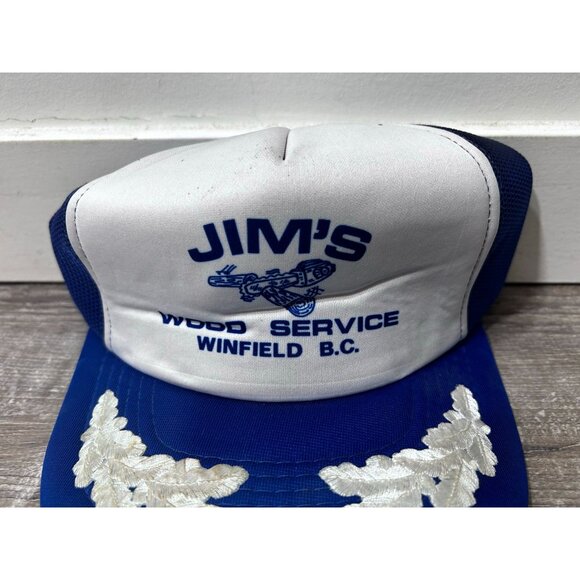 Vintage Jim's Tracker Hat cap Men's Adjustable Size Outdoor White and Blue - Picture 3 of 7